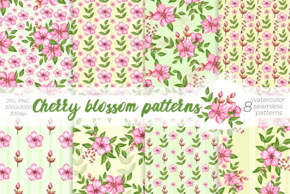 Download Watercolor Cherry Blossom Patterns - Premium Resources