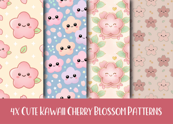 Download Cute Kawaii Cherry Blossom Patterns - Premium Resources