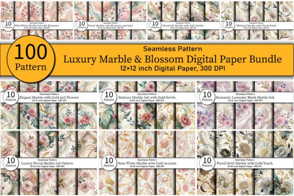 Download Luxury Marble &amp; Blossom Patterns Bundle - Premium Resources