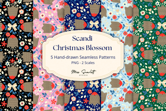 Download Scandi Christmas Blossom Patterns PNG - Premium Bundle
